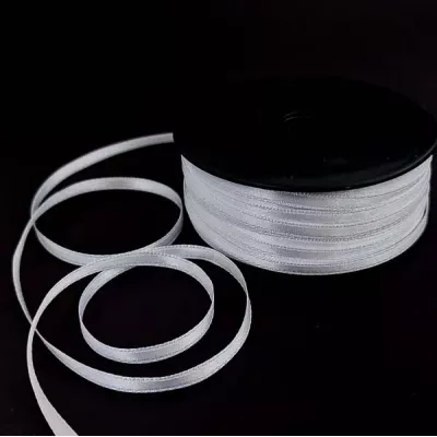 Лента атласная двухсторонняя белая 0,5 см (100 м)