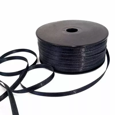 Лента атласная двухсторонняя черная 0,5 см (100 м)