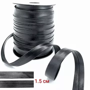 Косая бейка из кожзама чёрная, 1,5 см