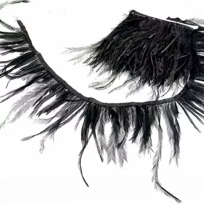 Бахрома страус черная 7-20см