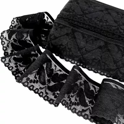 мереживо стрейч чорне, шир 6,5 см