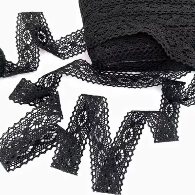 кружево кроше черное , шир 3 см МУ-121 100 ярд