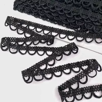 Тасьма з петельками, чорна 20м