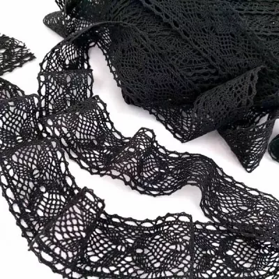 Кружево кроше черное , шир 4 см МУ-153 100 ярд