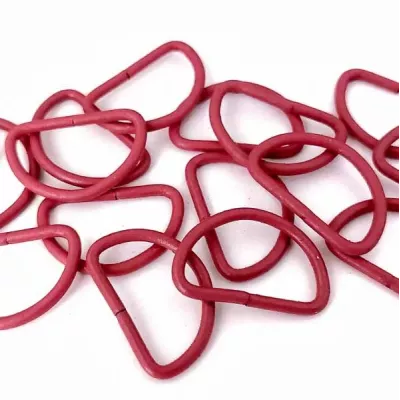 Полукольцо с эмалью малиновое, 25мм 