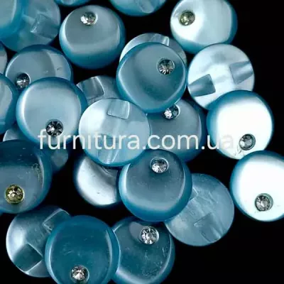 пуговица F L22/полуножка, голубая перлам.+страз, уп.100 шт