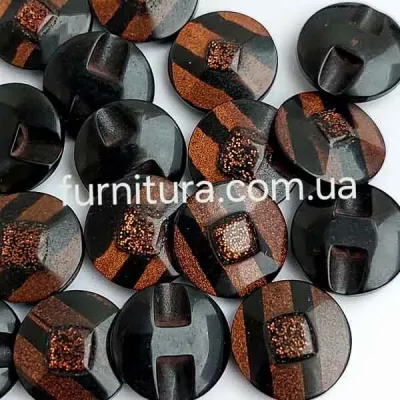 пуговица F L22/полуножка, черно-коричневая перлам. с куб.в цент, уп.100 шт