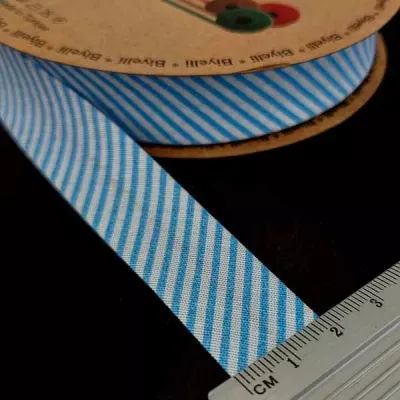 Коса бійка біла+блакитна х/б, 2 см