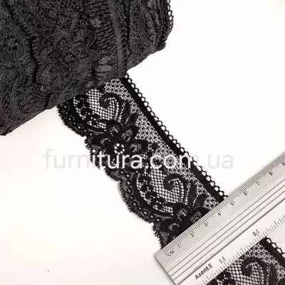 Мереживо стрейч 5 см, чорне