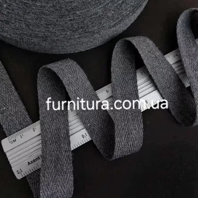 Тесьма х/б (киперная) темно-серая, 20мм