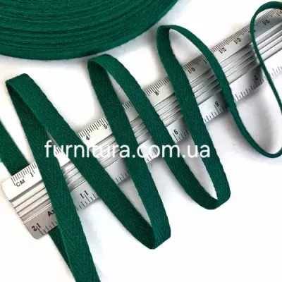 Тесьма х/б (киперная) темно-зелёная, 10мм 