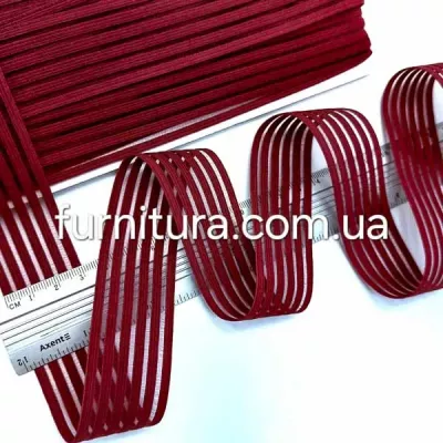 Резинка з сіткою смужкою 3 см бордо (боб 23 м) 