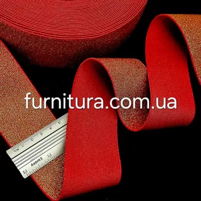 Резинка червона +люрекс золото, 5 см