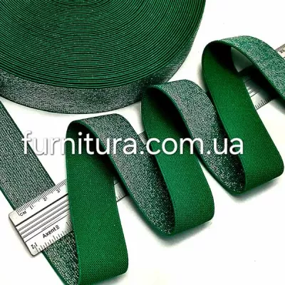 Резинка зелена +люрекс срібло, 3 см