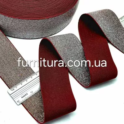 Резинка бордо +люрекс срібло, 5 см