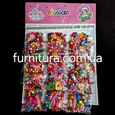 Набір дерев'яних намистин + резиночка