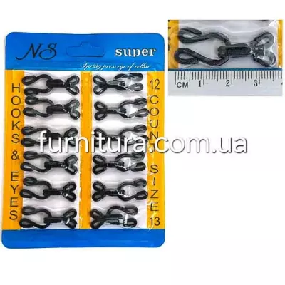 Пришивные крючки в оплетке черные, 35мм