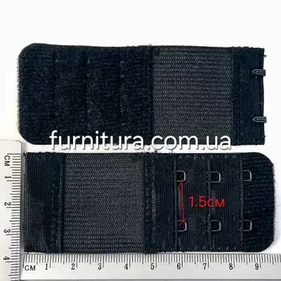 Застібка-подовжувач чорна, 3 ряди х 2 петлі