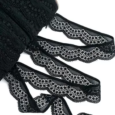 Кружево эластичное 2.5 см, черное