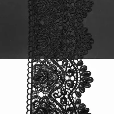 кружево Zira вязаное черное, 12-14 см
