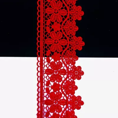 кружево Zira вязаное красное, 6-8 см
