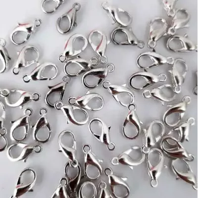 Карабин, 12х6 мм серебро, 50 шт