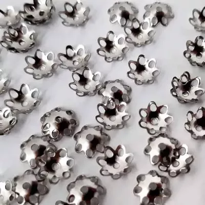Шапочка для бусин 8мм, серебро, 200 шт