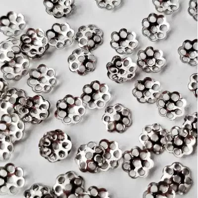 Шапочка для бусин 6мм, серебро, 200 шт