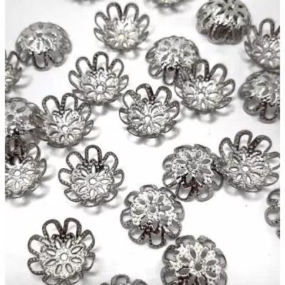 Шапочка для бусин 14мм, серебро, 100 шт