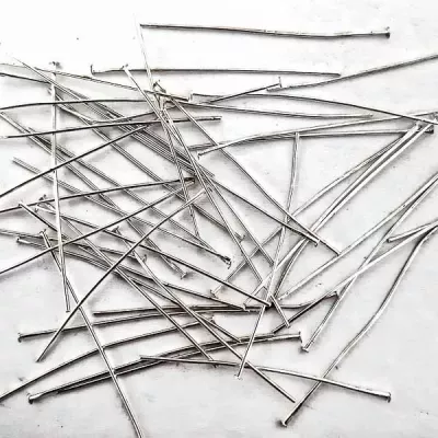 Булавка гвоздик, 5 см, серебро, 25 шт