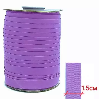 Бейка поліестер 1.5 см, лілова №36, 100 м