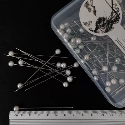 булавка с жемчужиной , длина 6 см, в упак 80 шт