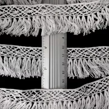 Кружево Кроше белое, шир. 3 см,бахрома 