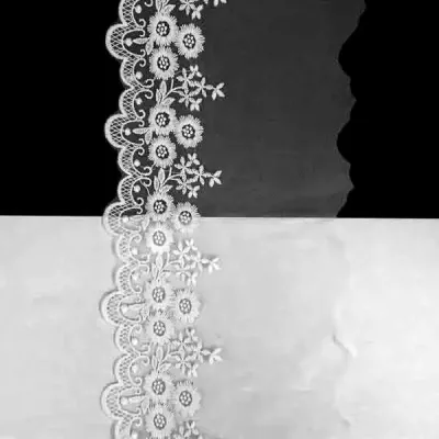 мереживо Zira на сітці одност, біле, шир 14 см