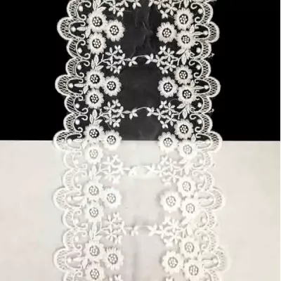 мереживо Zira на сітці, молочне, 14см