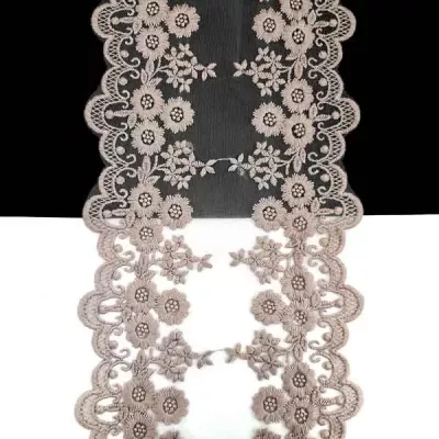 мереживо Zira на сітці, пудра, шир 14 см