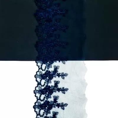 мереживо Zira на сітці одност., темно-синє, 8 см