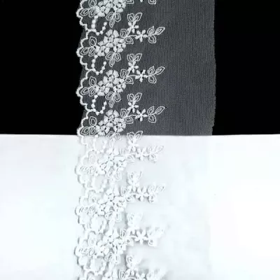 мереживо Zira на сітці одност., біле, 8 см