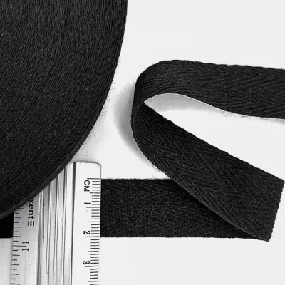 Тесьма х/б (киперная) Черная, 20мм 