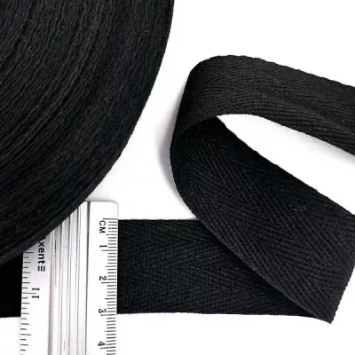Тесьма х/б (кіперна) Чорна, 30мм