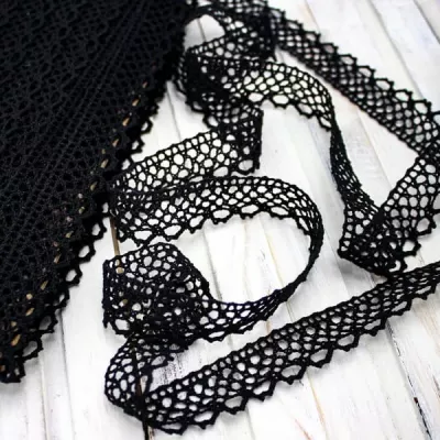 Кружево Кроше черное, 2 см