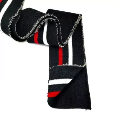 резинка довяз ластик, черная + красная и белая полоска