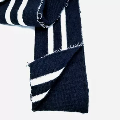 Резинка манжетная довяз, темно-синяя + 2 белых полоски
