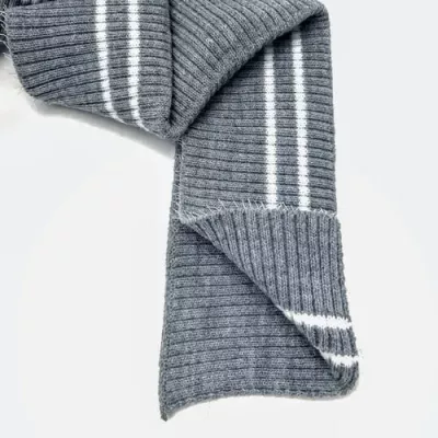 Резинка манжетная довяз, серая + 2 белых полоски