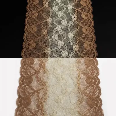 Кружево Италия меланж коричневое, 17 см
