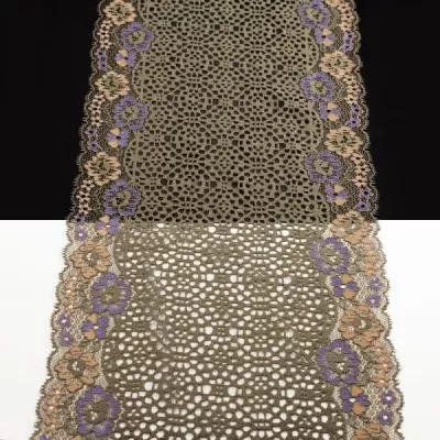 Кружево Италия арт.113 темн хаки+мульт, шир 20 см, боб 10 м