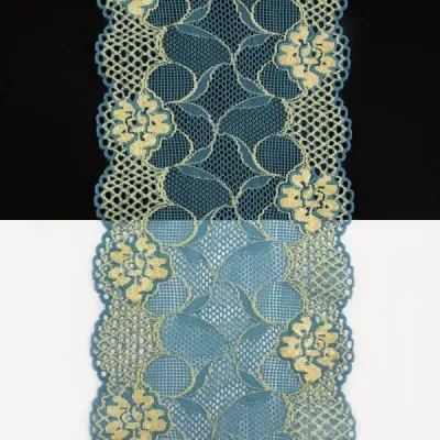 Кружево Италия арт.152 син+св желт, шир 16 см, боб 10 м