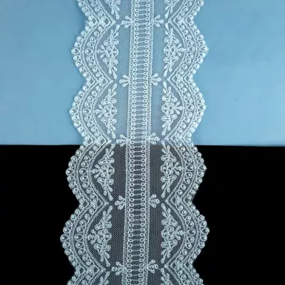 Кружево белое на сетке,  14 см 