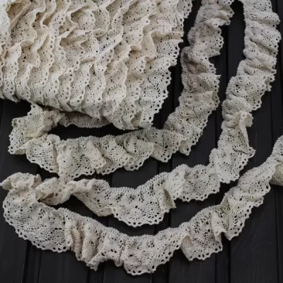 кружево кроше натуральное, 3,5 см на резинке