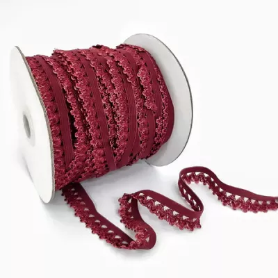 Резинка ажурна білизняна бордо, 14 мм
